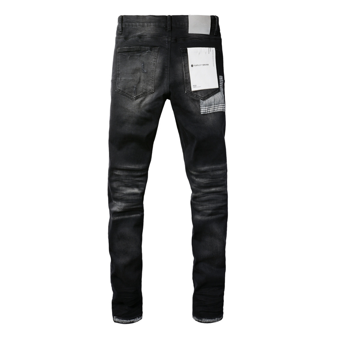 Purple Monogram Patch Ripped Jeans